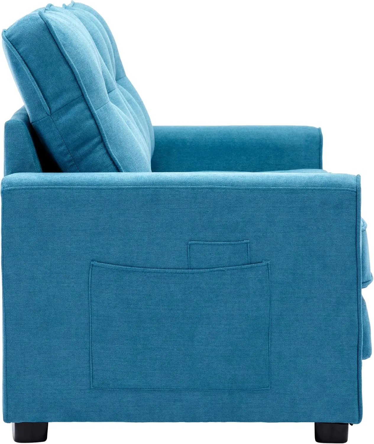 3 Fold Tufted Upholstered Futon Sofa Bed Convertible Floor Sofabed W/Side Pockets, Foldable Loveseat with Pull Out Sleeper Couch Bed for Apartment Office Home Living Room