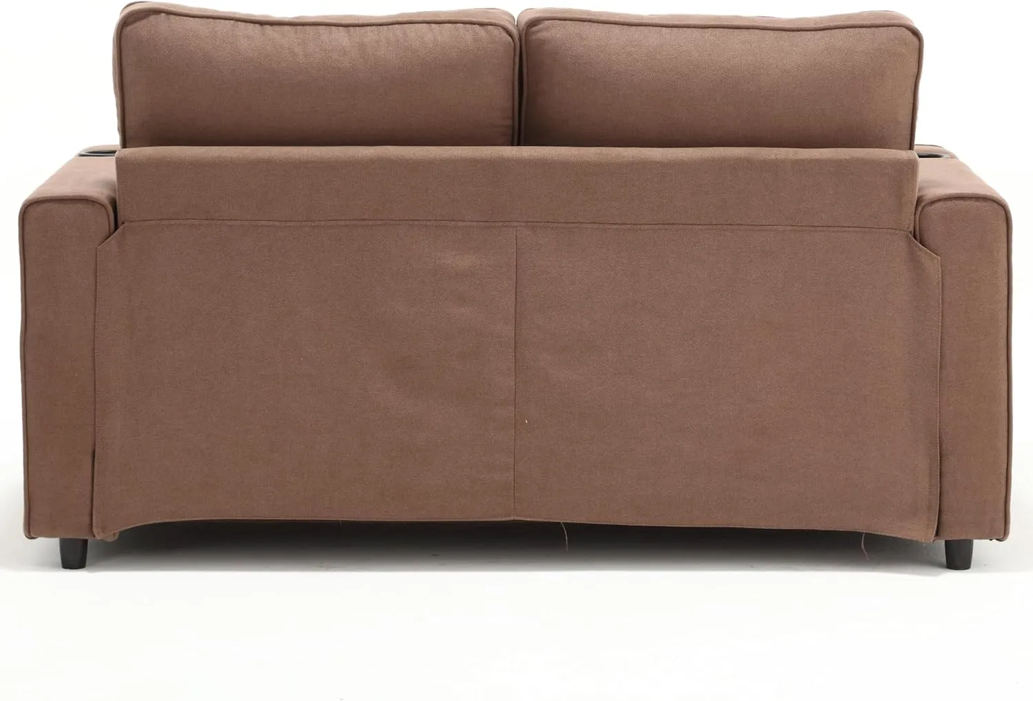3 Fold Tufted Upholstered Futon Sofa Bed Modern Convertible Foldable Loveseat Floor Sofabed with Pull Out Sleeper Couch Daybed W/Cupholders and Pockets for Living Room