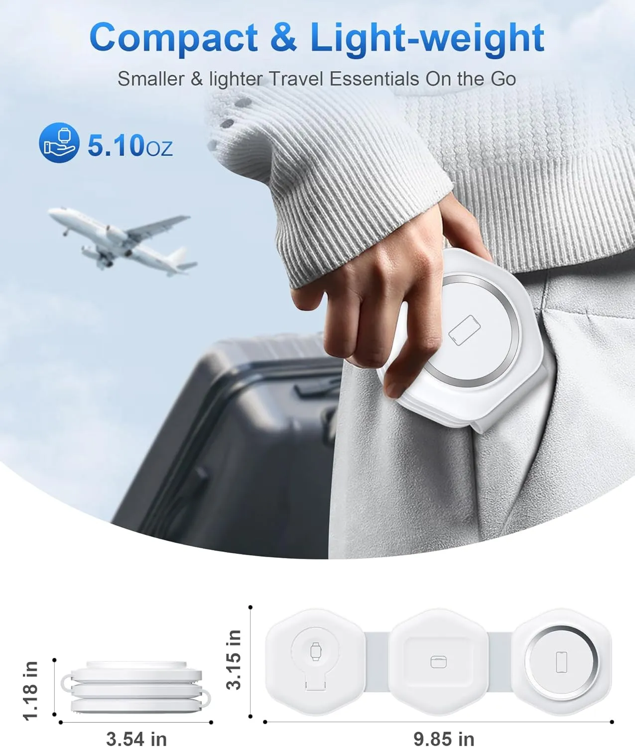 3 in 1 Wireless Charging Station for Apple Multiple Devices, Foldable Magnetic Fast Travel Charger, Compatible with MagSafe iPhone 16 15 14 13 12 Apple Watch & AirPod, Gift for Women