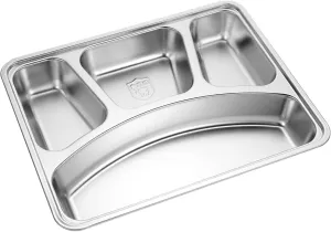 304 Stainless Steel Food Plate Camping Hiking Picnic Travel Safe Divided Tray
