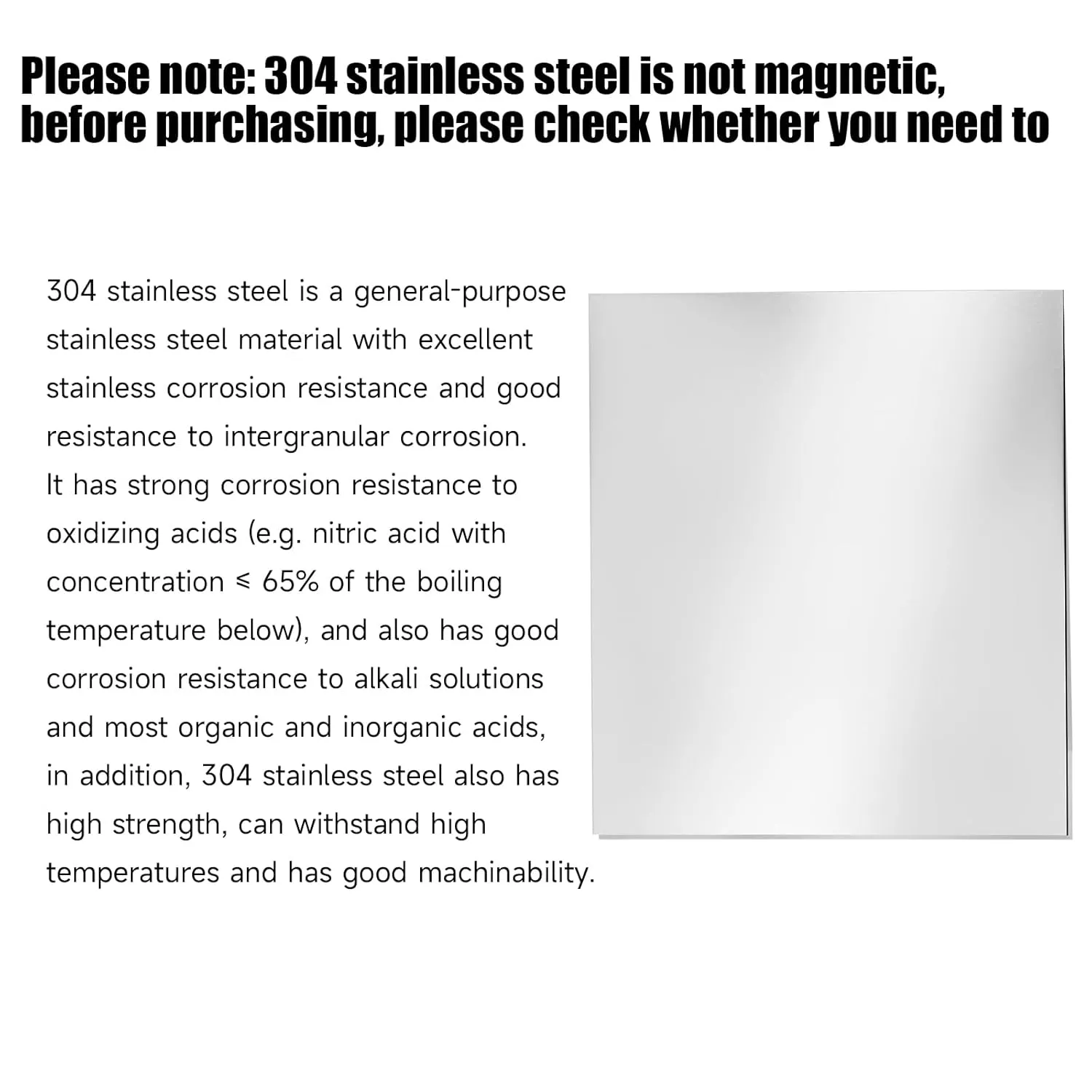 304 Stainless Steel Sheet - 12" X 12" X 1/8" Thin Stainless Steel Plate 1/8 Inch Thickness with Protective Film Metal Sheets Shim Stock Sheets for Kitchen DIY Crafting etc. (305 x 305 x 3 mm)