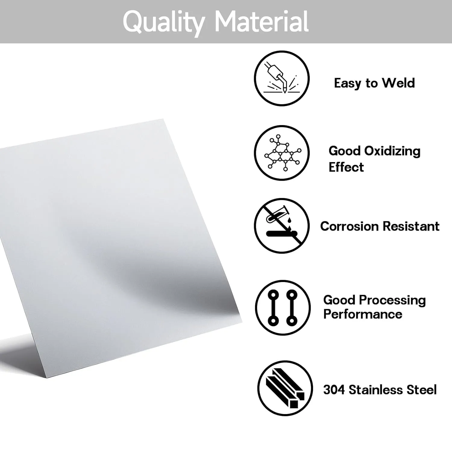 304 Stainless Steel Sheet - 8" X 8" X 1/8" Thin Stainless Steel Plate 1/8 Inch Thickness with Protective Film Metal Sheets Shim Stock Sheets for Kitchen DIY Crafting etc. (203 x 203 x 3 mm)