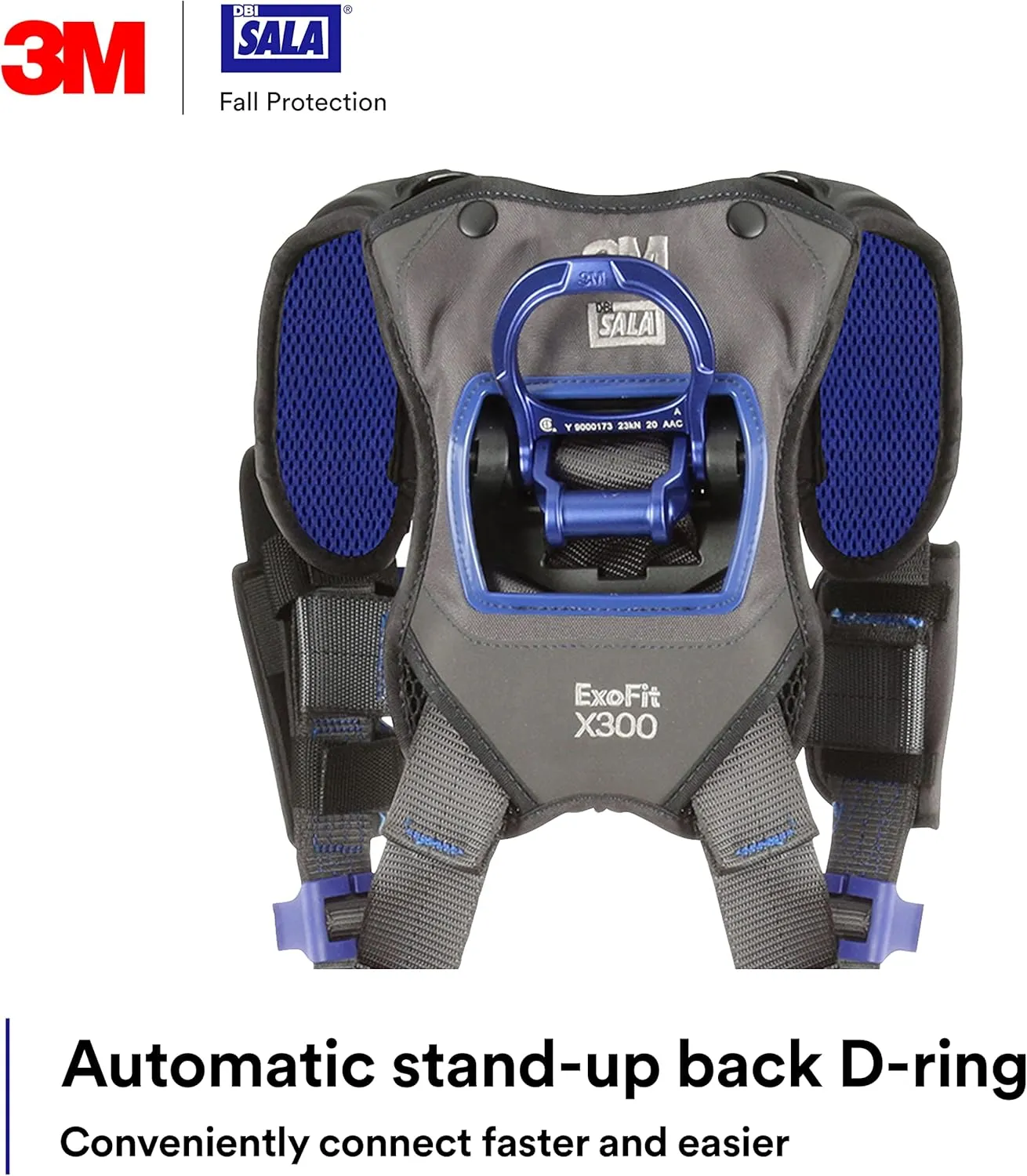 3M 1113421 DBI-SALA ExoFit X300 Comfort Vest Climbing/Positioning Safety Harness, General Industry Fall Protection, Back, Front, and Hip D-Rings, Tongue Leg Buckle, Quick Connect Chest, Medium