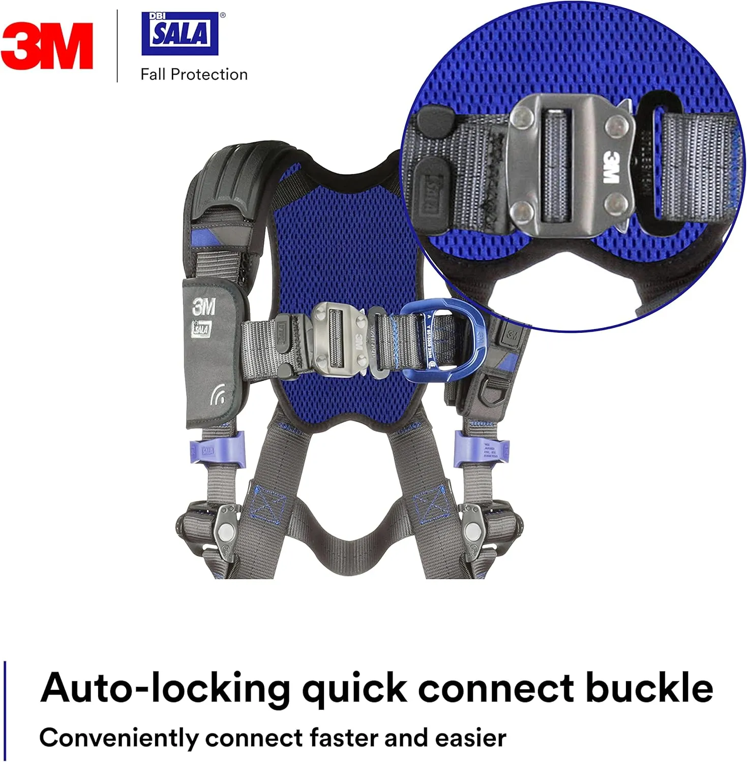 3M 1113421 DBI-SALA ExoFit X300 Comfort Vest Climbing/Positioning Safety Harness, General Industry Fall Protection, Back, Front, and Hip D-Rings, Tongue Leg Buckle, Quick Connect Chest, Medium