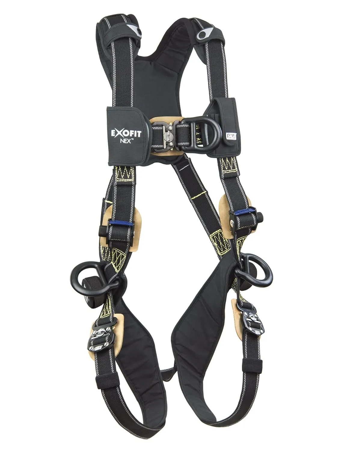 3M DBI-SALA ExoFit NEX 1113332 Full Body Arc Flash Climbing Harness, 4 PVC Coated Alum. D-Rings, Nomex/Kevlar Web, Comfort Padding, Locking QC Leg Straps, Large, Black
