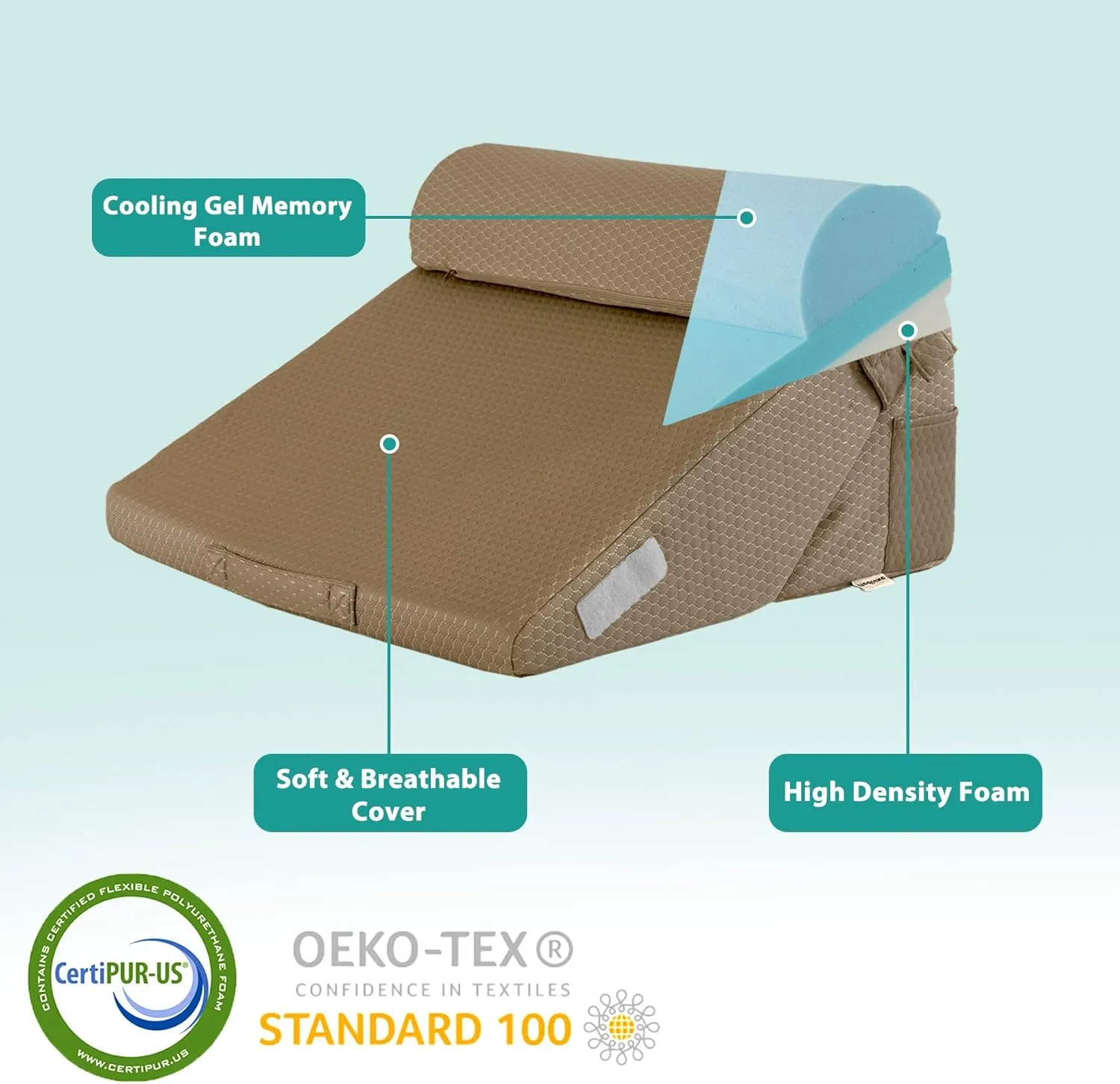 3Pcs Orthopedic Bed Wedge Pillow Set, Foam Wedge Pillow Post Surgery for Back, Leg and Knee Support, Adjustable 9&12 Inch Folding Triangle Pillow for Sleeping, Acid Reflux, Snoring, Brown
