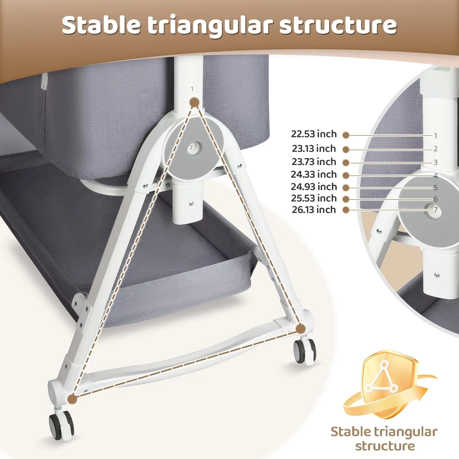 4 in 1 Baby Bassinet, Bassinet Bedside Sleeper with Wheels and Storage Basket, Adjustable 7 Heights Bedside Sleeper with Mosquito Net, Breathable Mesh Rocking Bassinet for Baby/Newborn