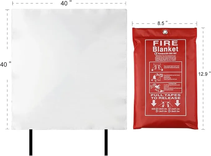 4 Packs Emergency Fire Blankets - 40“x 40” Camping Fire Suppression Blanket for Grill, Fire Pit - Portable Fire Blanket for Kitchen, Apartment, Offices, Warehouse