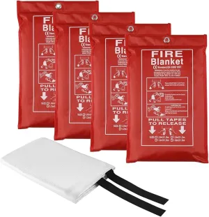 4 Packs Emergency Fire Blankets - 40“x 40” Camping Fire Suppression Blanket for Grill, Fire Pit - Portable Fire Blanket for Kitchen, Apartment, Offices, Warehouse