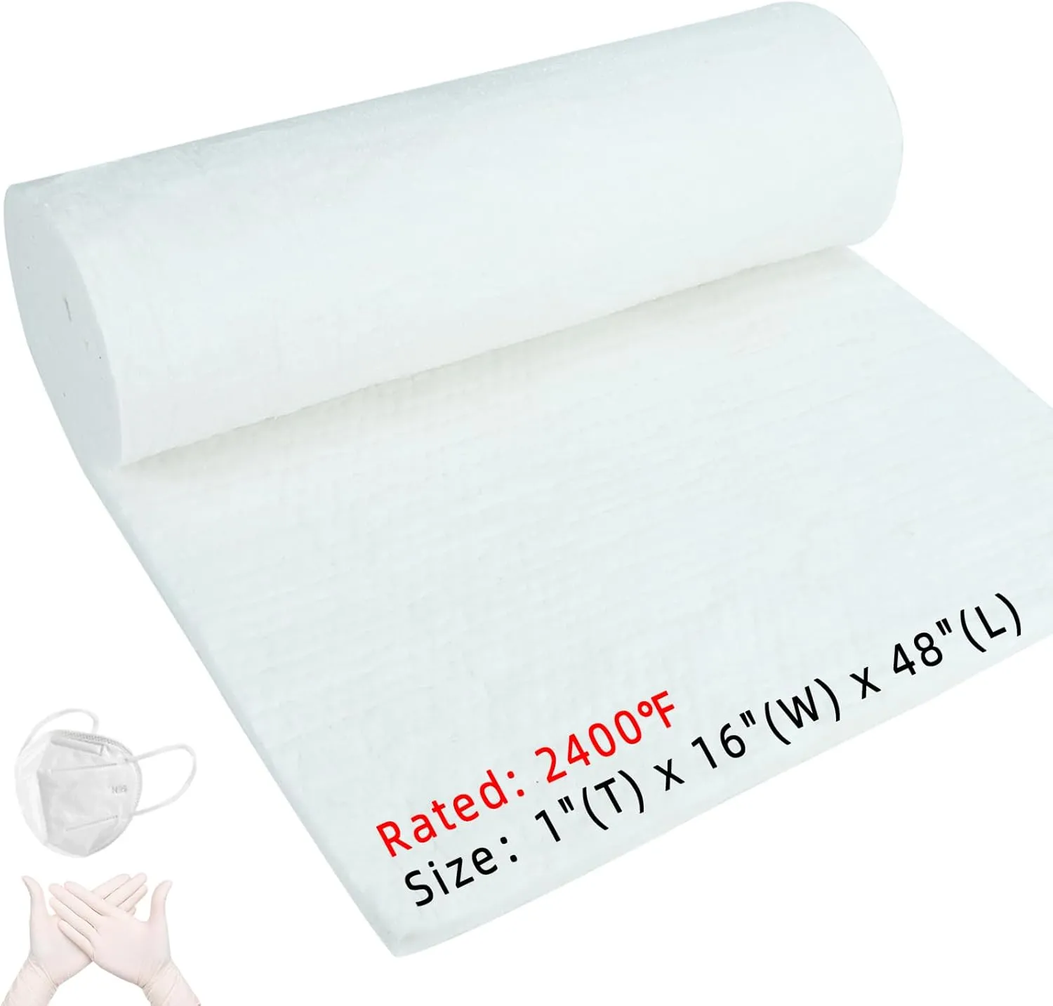 48"x16"x1" (Thick) Ceramic Fiber Blanket Fireproof Insulation Baffle, 2400°F Limit Temperature, High-Temperature Resistance, Used in Wood Stove Baffles, Chimneys, Various Stoves, Forge