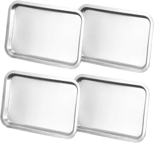 4Pcs Stainless Steel Plates for Metal Dinner Dishes for Self Feeding Camping and Picnics Unbreakable Easy to Carry