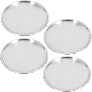 4Pcs Stainless Steel Serving Plate Vintage Dish for Western Meals Lightweight and Plates for Camping Picnics and Outdoor Parties