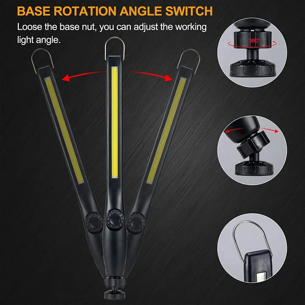 5-Pack COB LED Magnetic Work Light, USB Rechargeable Flashlight Torch, Portable Lantern for Camping & Car Repair