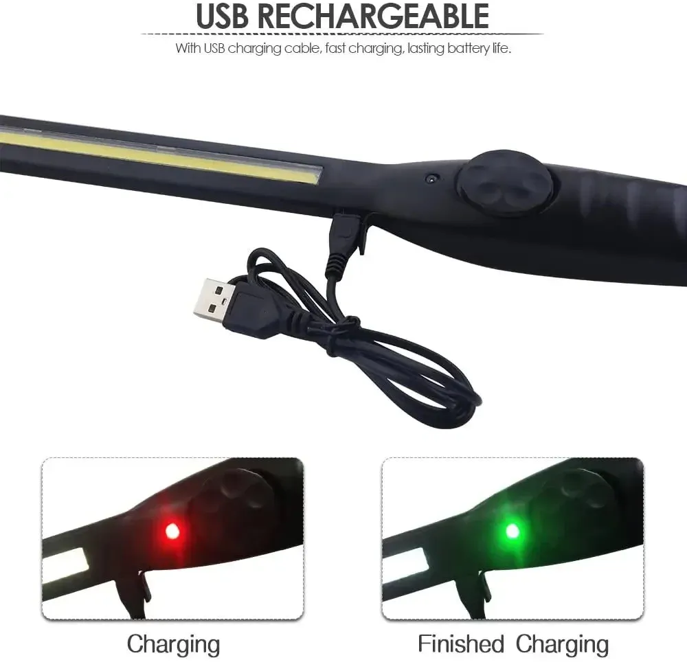 5-Pack COB LED Magnetic Work Light, USB Rechargeable Flashlight Torch, Portable Lantern for Camping & Car Repair