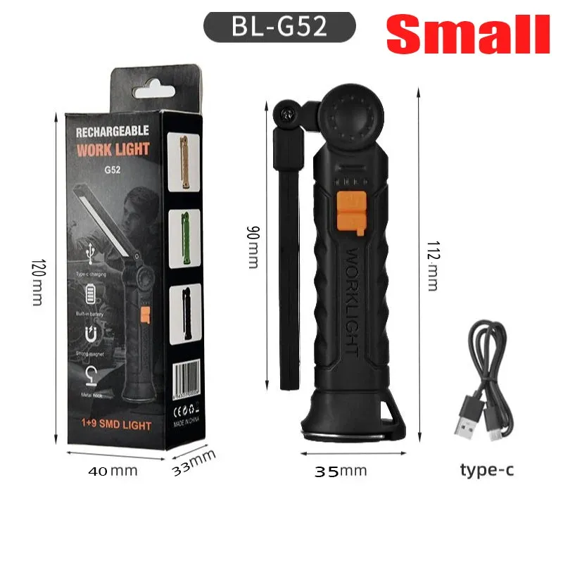 5-Pack COB LED Magnetic Work Light, USB Rechargeable Flashlight Torch, Portable Lantern for Camping & Car Repair