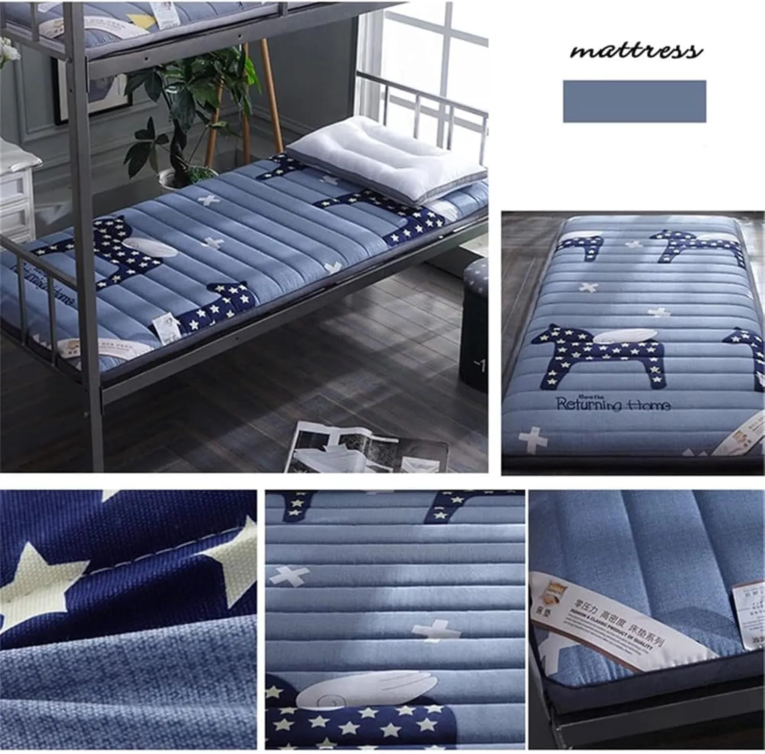 5Cm Thicken Cotton Tatami Mattress, Student Dormitory Mattress| Foldable Mattress Breathable Soft No-Slip Mattress/Portable Futon Mat Sleeping Floor Mat(B,Twin 90x200cm)