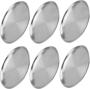 6 Pack 12 Inch Stainless Steel Dinner Plates, Double Layer Round Metal Plates, Silver Brushed Metal Dinner Plates for Picnic, Camping, Dinner, Party (size/model)