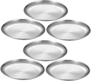 6-piece Stainless Steel Boys and Girls Plates Camping Plates Dishwasher Toddlers Dinnerware Sturdy Metal Feeding