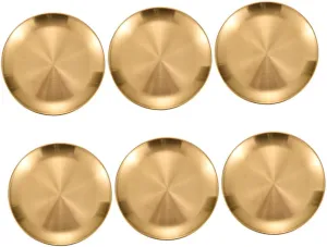 6Pcs Gold Stainless Steel Serving Plates Lightweight Dinner Plates for Camping Picnics and Outdoor Dining Easy to Clean Fingerprint Resistant Dinnerware