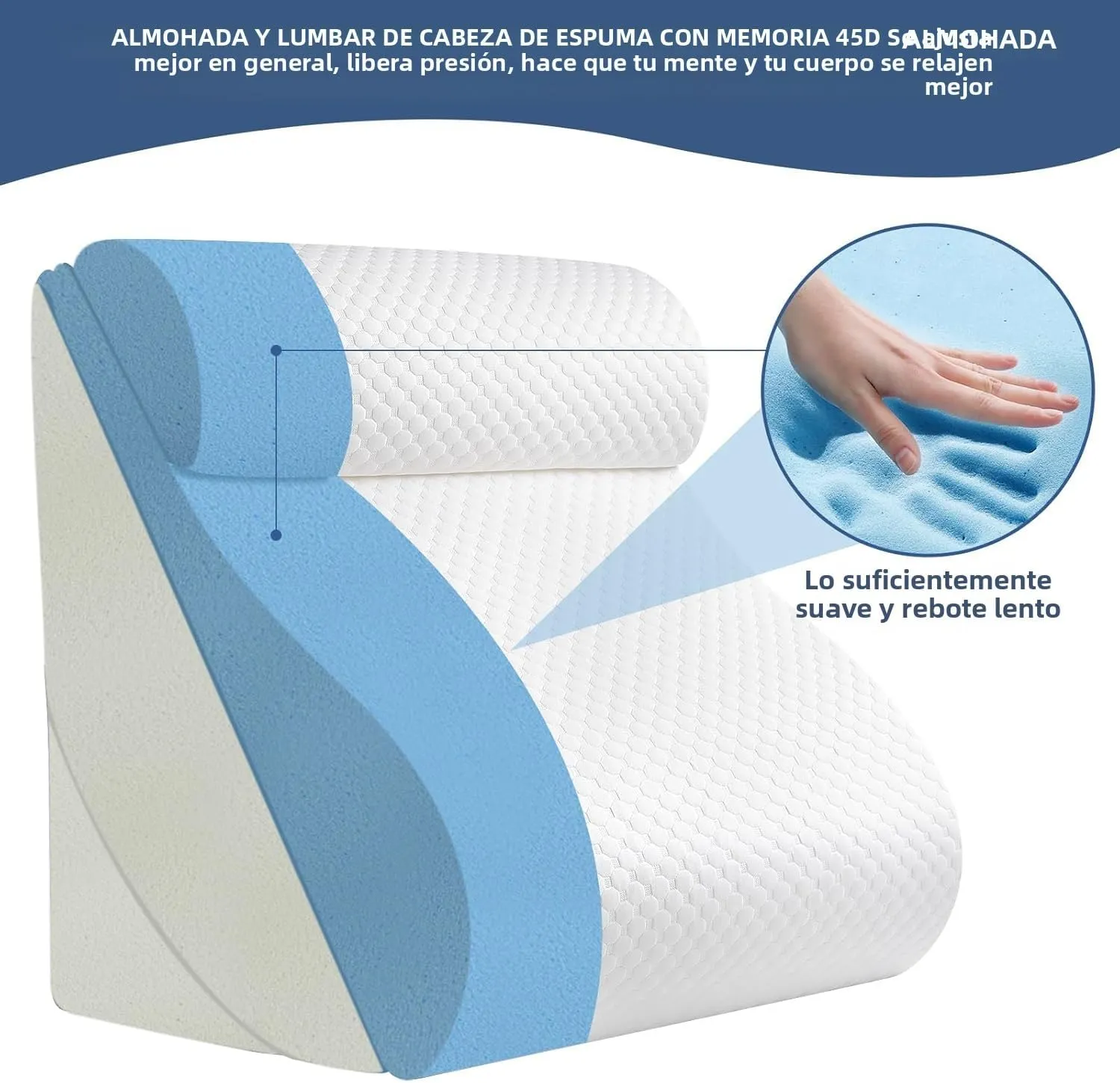 6PCS Orthopedic Bed Wedge Pillow Set with Whole Memory Foam Waist Pillow, Bed Wedge Pillows for Sleeping/Back Pain Relief, Adjustable Leg Elevation Pillows for After Surgery, Swelling, Circulation
