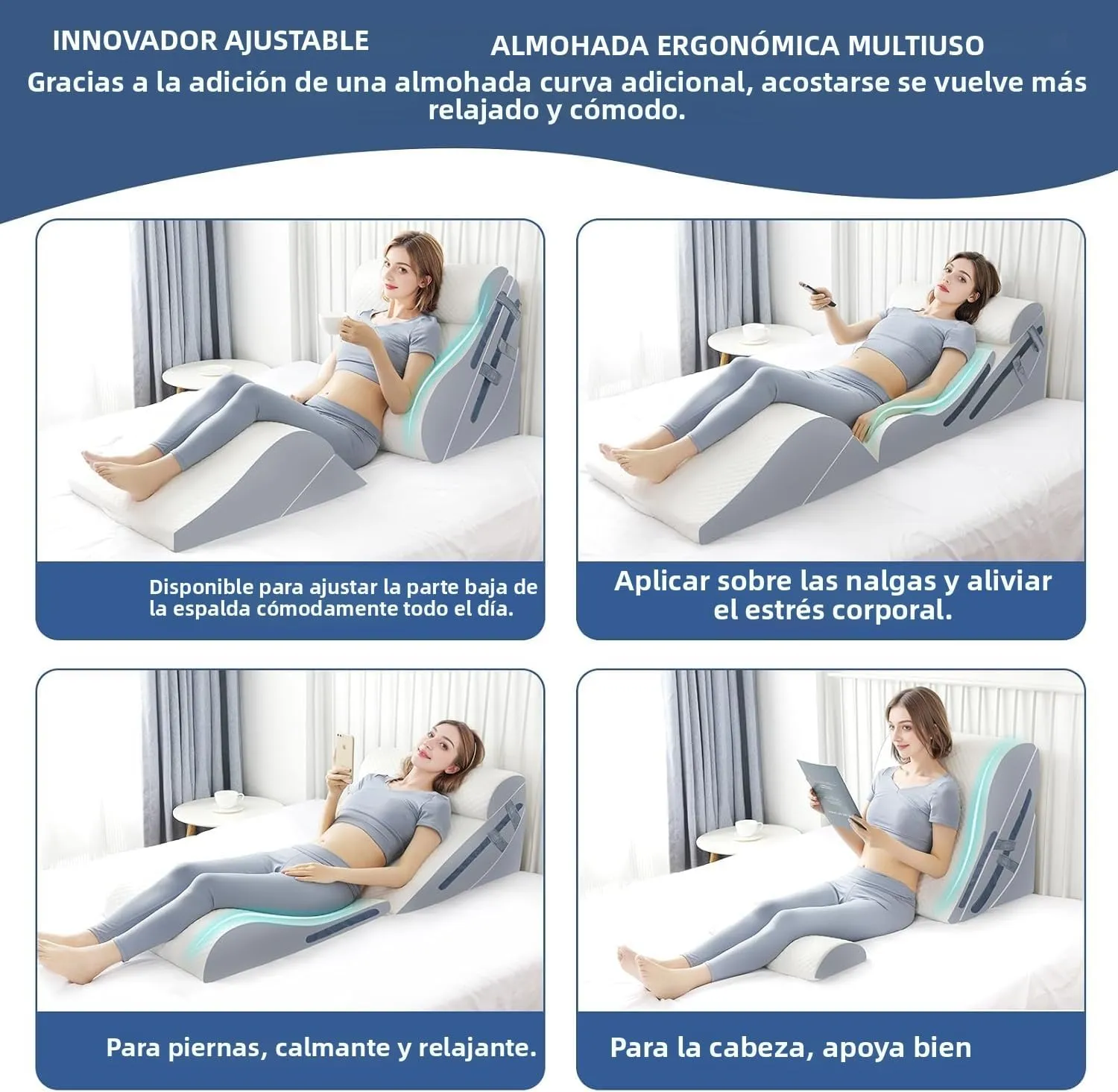 6PCS Orthopedic Bed Wedge Pillow Set with Whole Memory Foam Waist Pillow, Bed Wedge Pillows for Sleeping/Back Pain Relief, Adjustable Leg Elevation Pillows for After Surgery, Swelling, Circulation