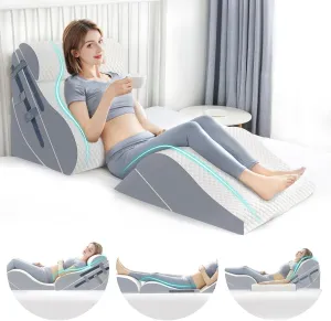 6PCS Orthopedic Bed Wedge Pillow Set with Whole Memory Foam Waist Pillow, Bed Wedge Pillows for Sleeping/Back Pain Relief, Adjustable Leg Elevation Pillows for After Surgery, Swelling, Circulation