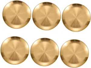 6Pcs Stainless Steel Camping Plates Dinner Plates for Outdoor Use and Resistant for Snacks Picnics and Barbecues Vintage Design