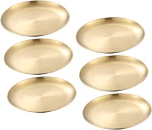 6Pcs Stainless Steel Plates Dishes for Camping Parties Outdoor Dining Reusable Food Grade Easy to Clean for Nuts Meats and More