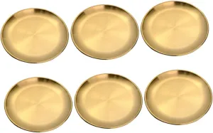 6Pcs Stainless Steel Plates Korean Style Dishes Dinner Plates for Camping Barbecue and Snacks Vintage Aesthetic Dinnerware