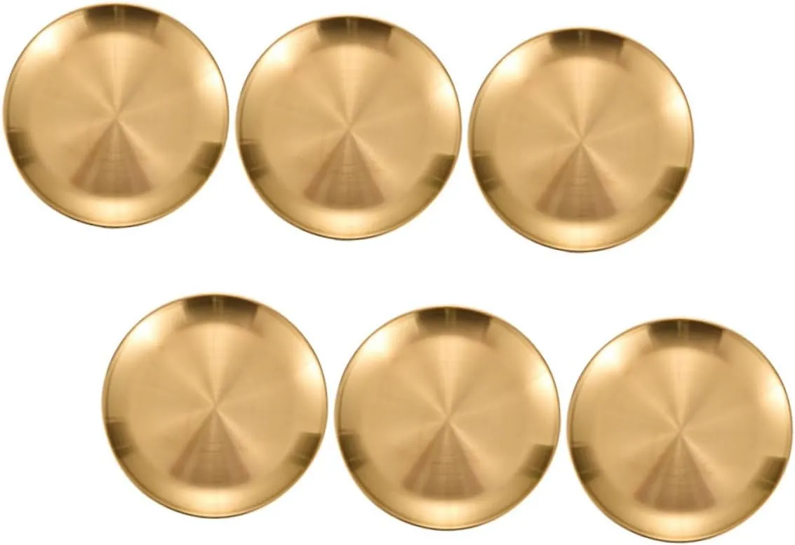6Pcs Stainless Steel Serving Plates Retro Dinner Dish for Steak Sushi Snacks for Camping and Picnics and Resistant Design