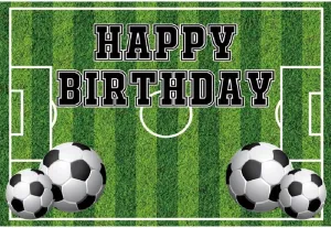6x4ft Happy Birthday Backdrop Green Grassland Soccer Field Stadium Football Sports Playground Photography Background Baby Shower Children Adult Artistic Portraits Studio Photo Props