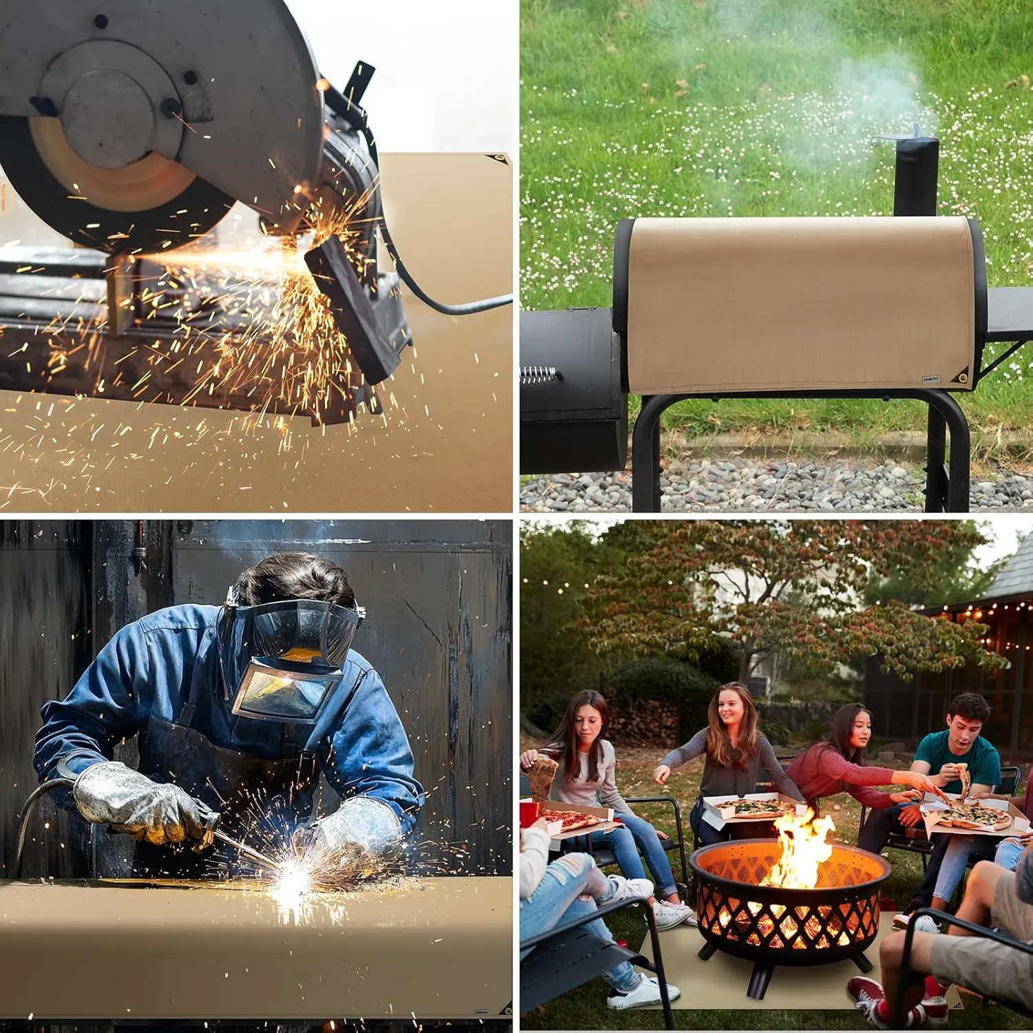 6x8 ft Heavy Duty Fiberglass Welding Blanket, Heat Resistant Blanket with Brass Grommets, Multi-Purpose Welding Mat for Grill, Smoker, Camping, Industrial Use