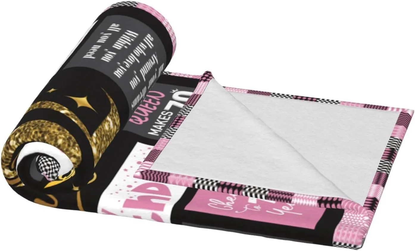 70th Birthday Gifts for Women, 1955 70 Years Old Flannel Throw Blanket 60x50 Inches, Anniversary Retirement Blankets Gifts for Family Friends Lovers