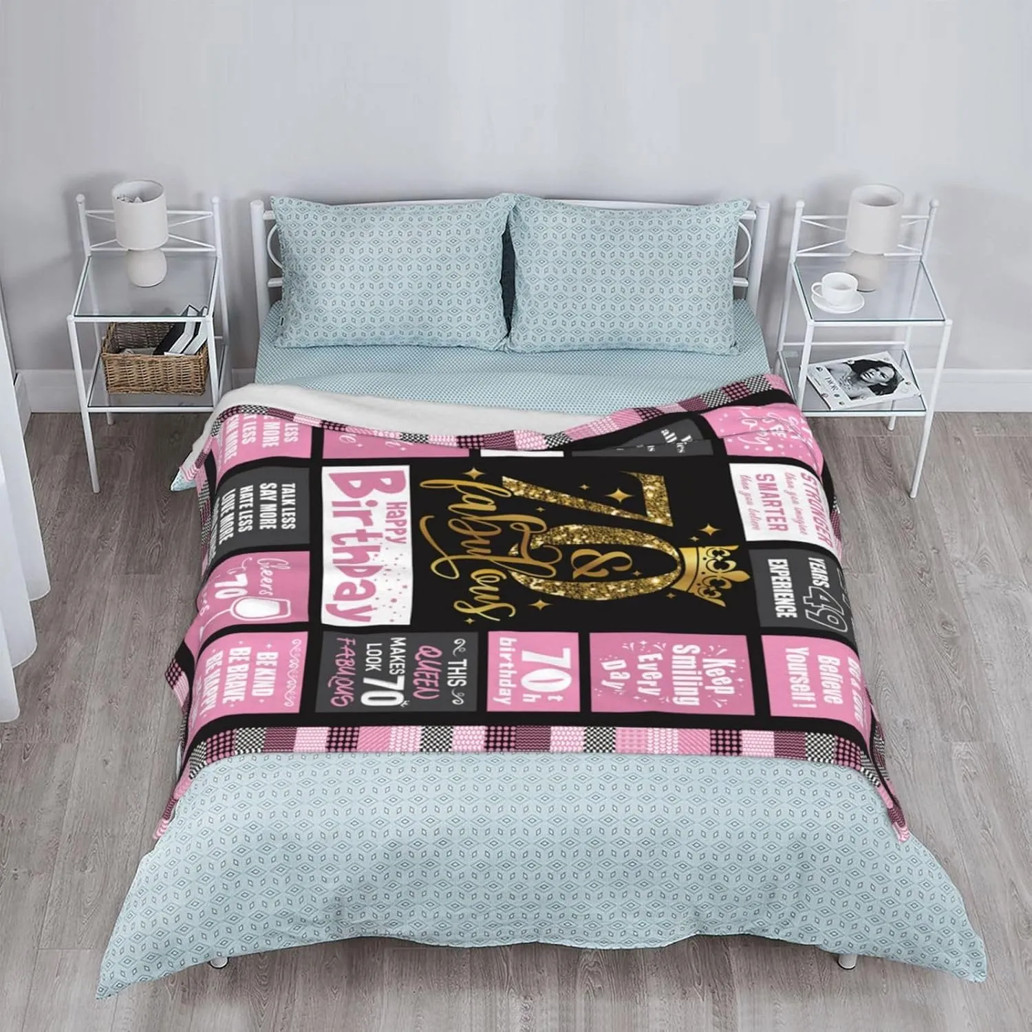 70th Birthday Gifts for Women, 1955 70 Years Old Flannel Throw Blanket 60x50 Inches, Anniversary Retirement Blankets Gifts for Family Friends Lovers