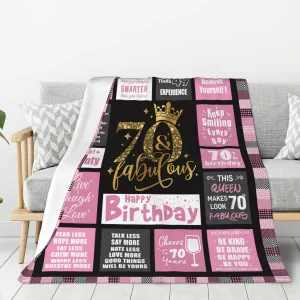 70th Birthday Gifts for Women, 1955 70 Years Old Flannel Throw Blanket 60x50 Inches, Anniversary Retirement Blankets Gifts for Family Friends Lovers