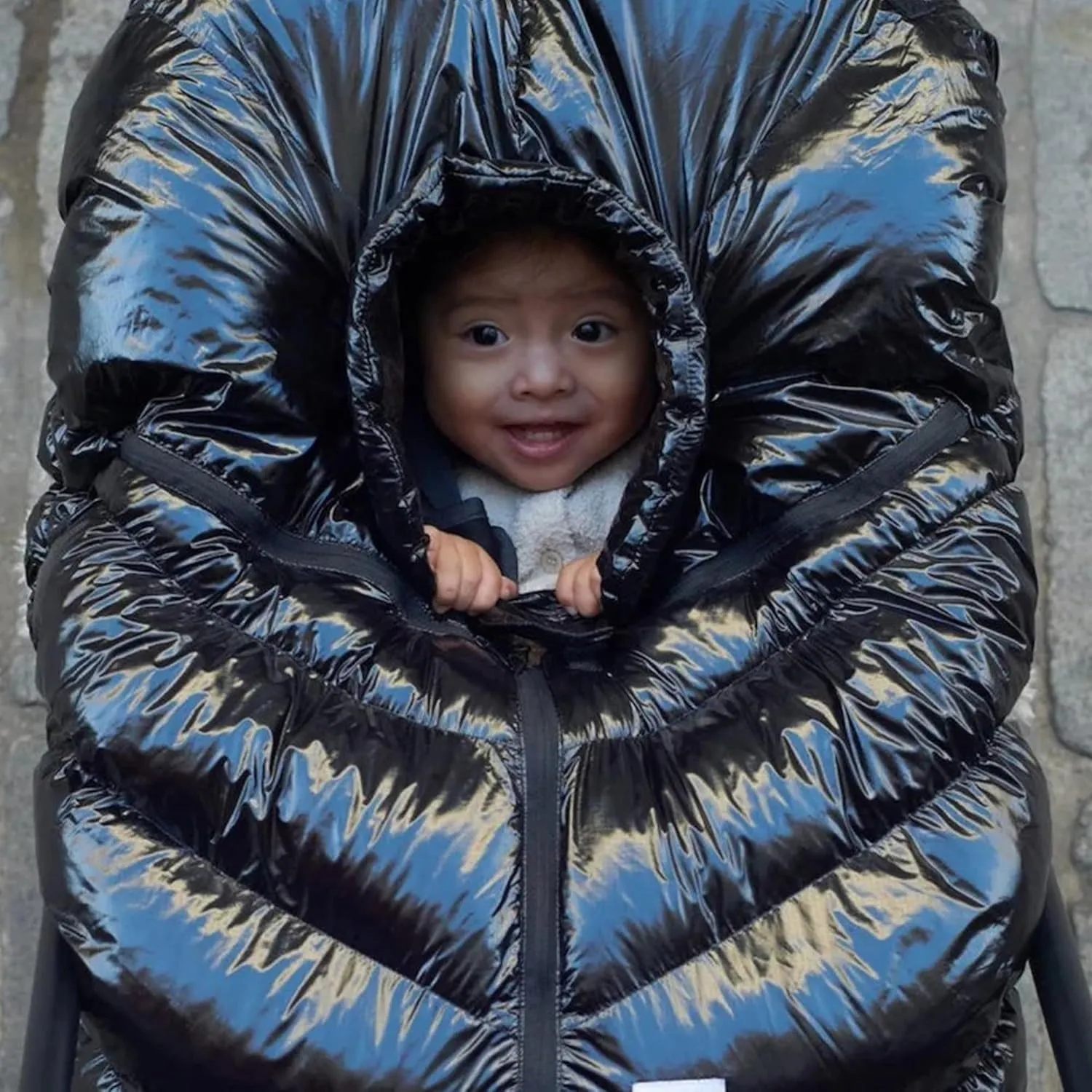 7AM Infant Car Seat Cover - Winter Puffy Cover with Center Zipper for Baby Boys & Girls, Lightweight, Windproof & Water-Repllent Outer Shell, Universal Fit for Infant Car Seat | (0-12M)