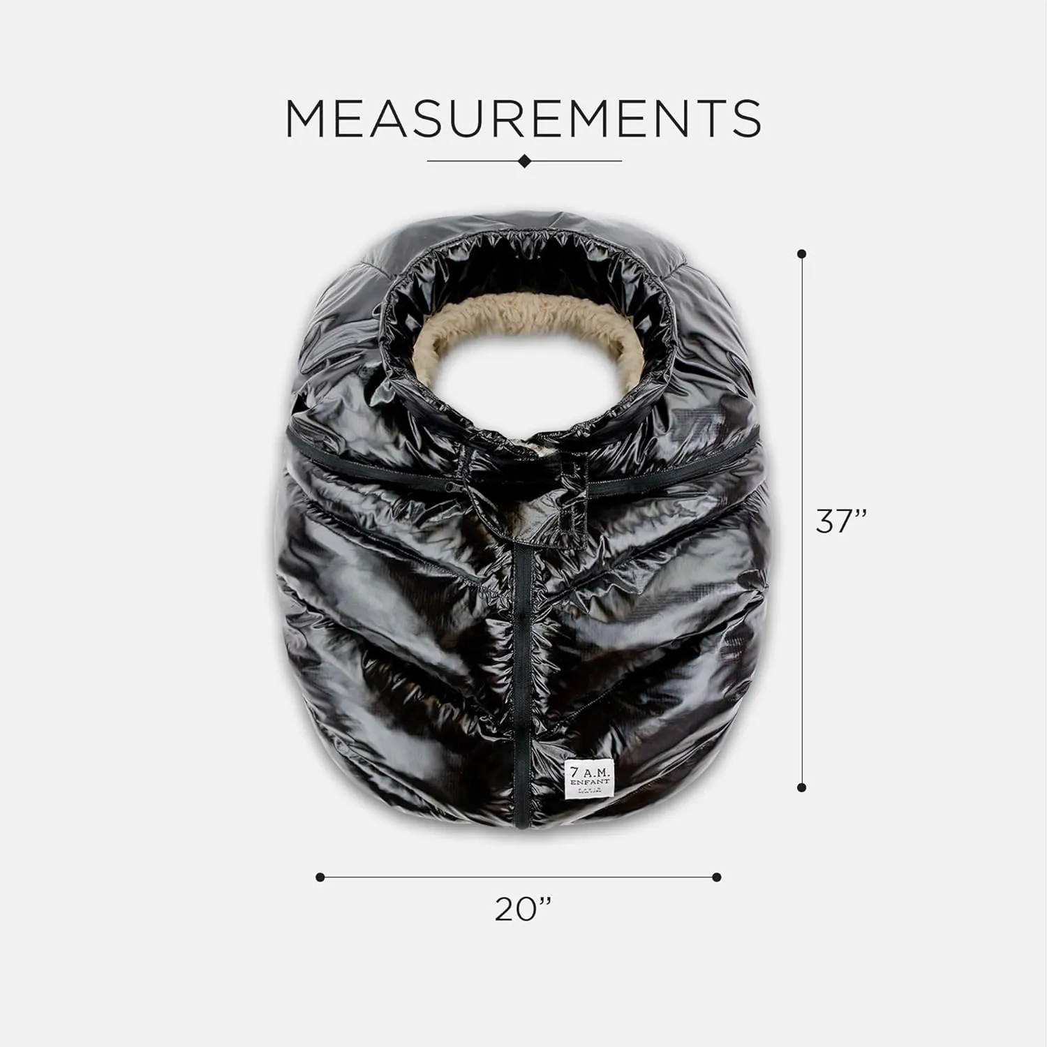 7AM Infant Car Seat Cover - Winter Puffy Cover with Center Zipper for Baby Boys & Girls, Lightweight, Windproof & Water-Repllent Outer Shell, Universal Fit for Infant Car Seat | (0-12M)