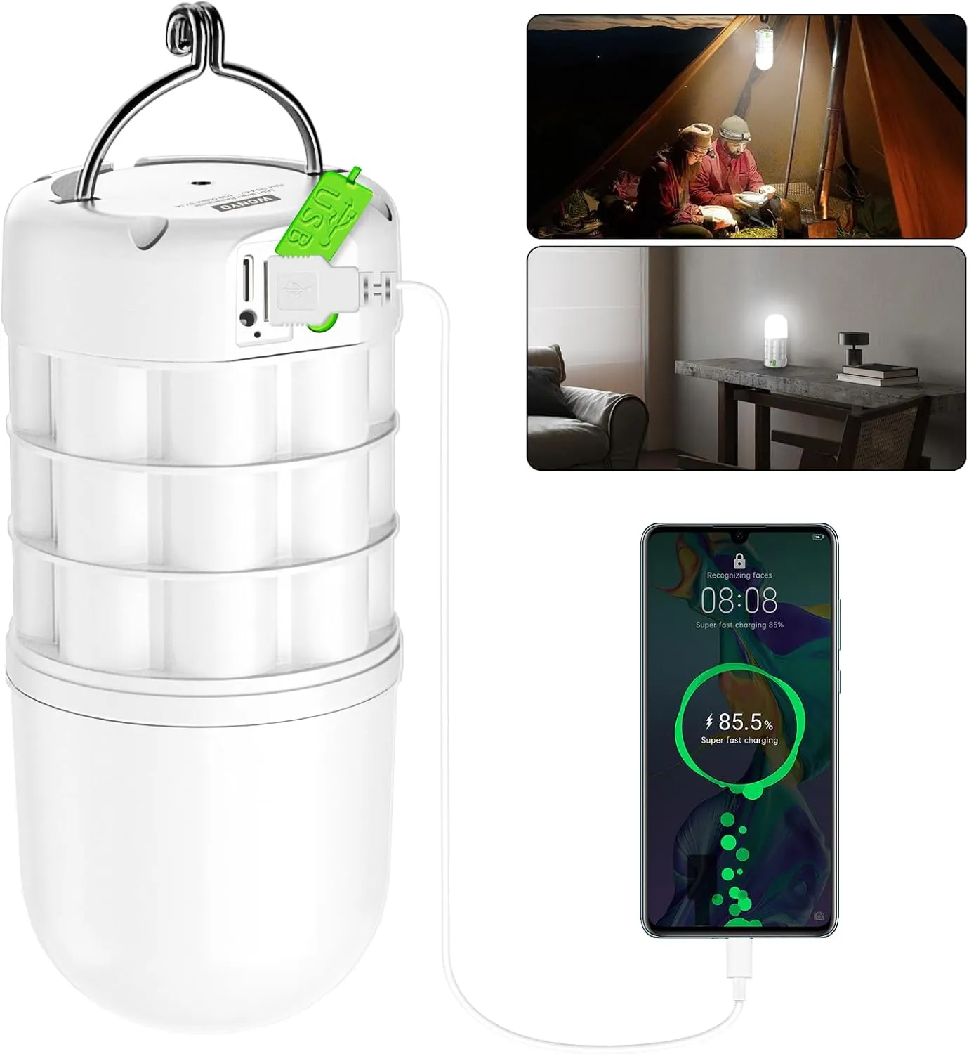 8000mAh Camping Lantern Rechargeable,1320 LM Flashlight Portable Camping Light,3 Light Modes and Stepless Dimmable, Emergency Light for Camping, Power Outages/Home/Hiking/Garage(White Light)