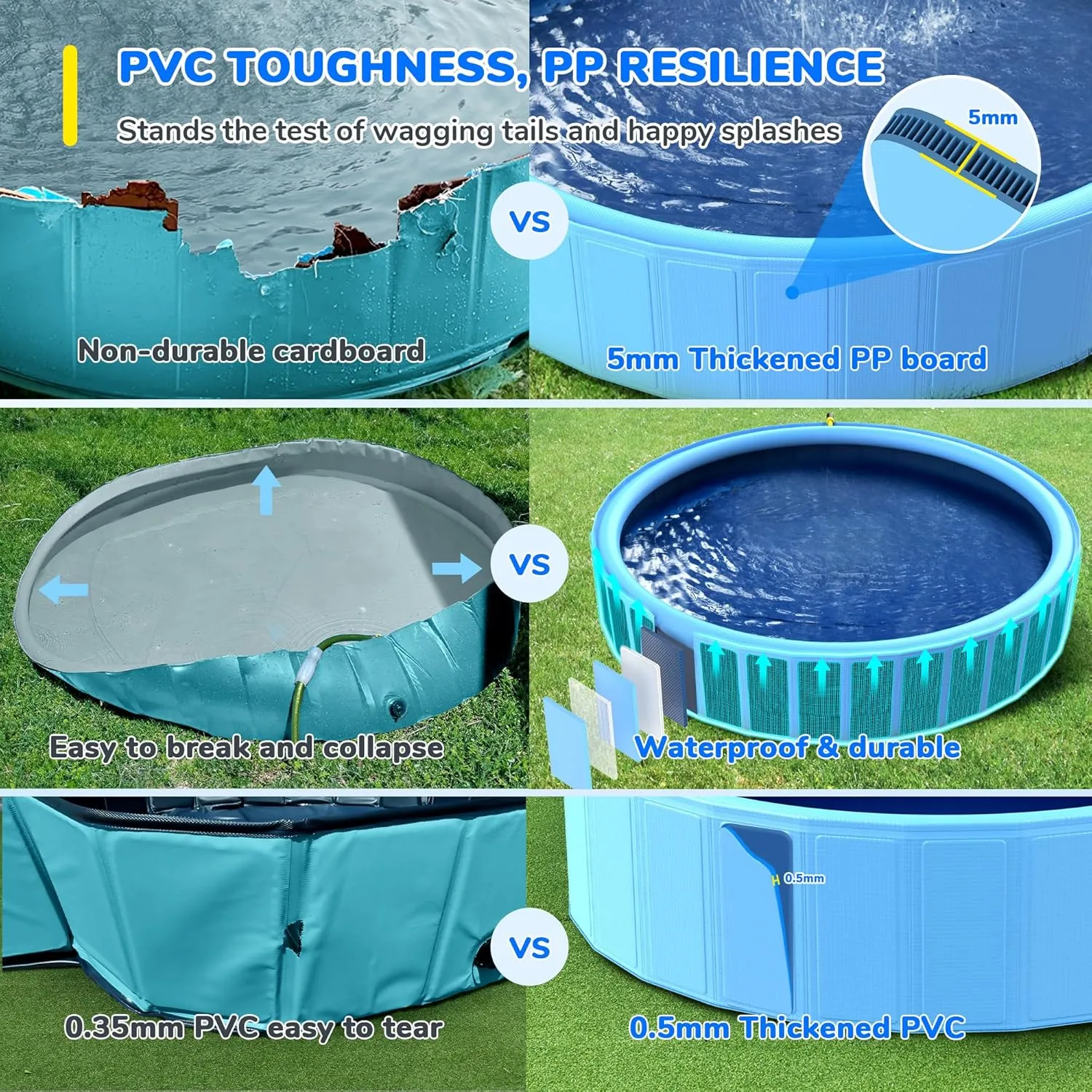 87'' Foldable Dog Pool, Sprinkler Pool for Kids, Non-Slip Heavy Duty Dogs Splash Pad for Small Dogs, Hard Plastic Kiddie Bathtubs for Backyard