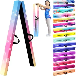 8FT Folding Balance Beam -Gymnastics Floor Beam -Gymnastics Equipment for Kids,Wood core- Anti-Slip Bottom and Carrying Bag for Home
