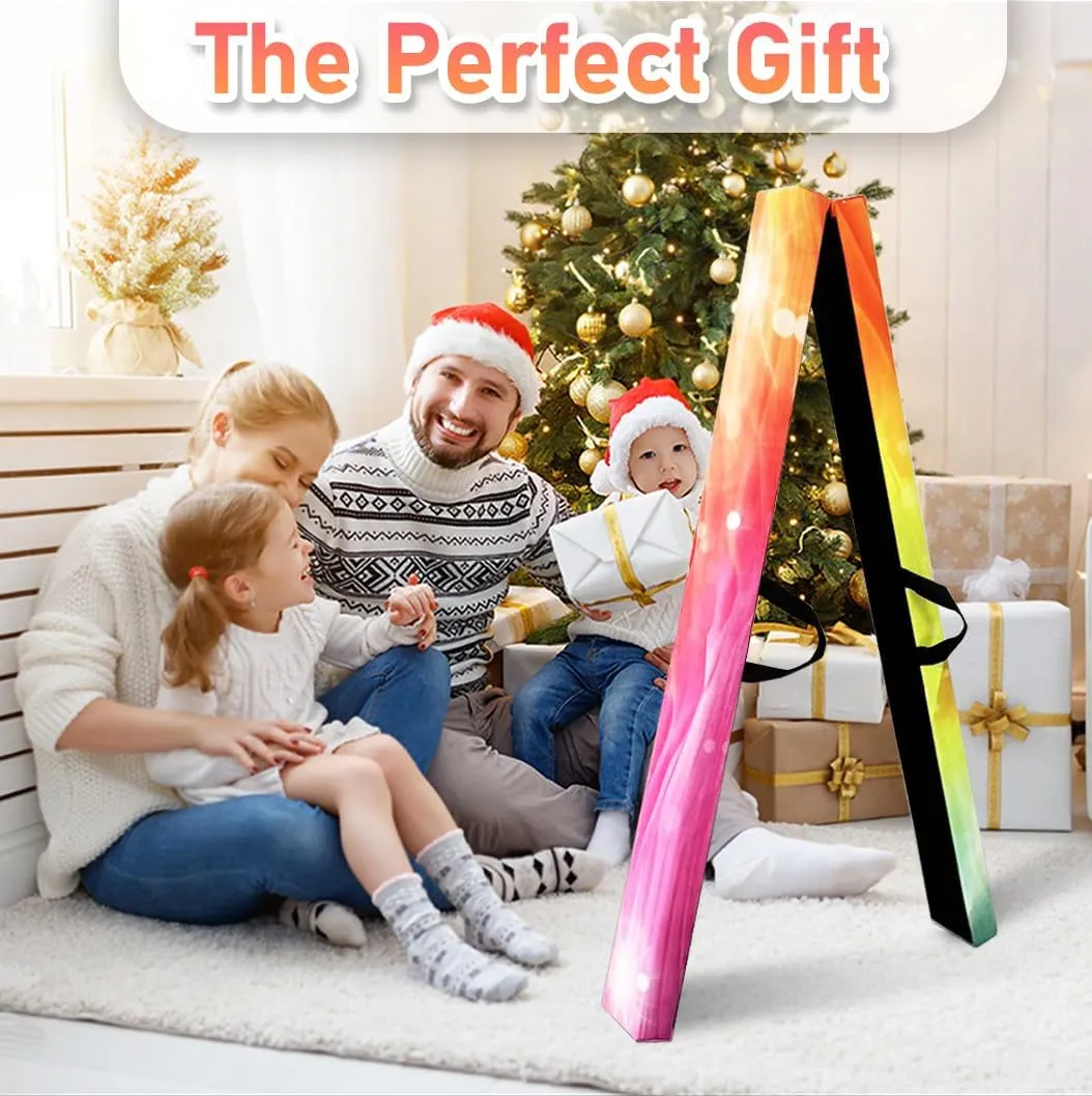 8FT Folding Balance Beam -Gymnastics Floor Beam -Gymnastics Equipment for Kids,Wood core- Anti-Slip Bottom and Carrying Bag for Home