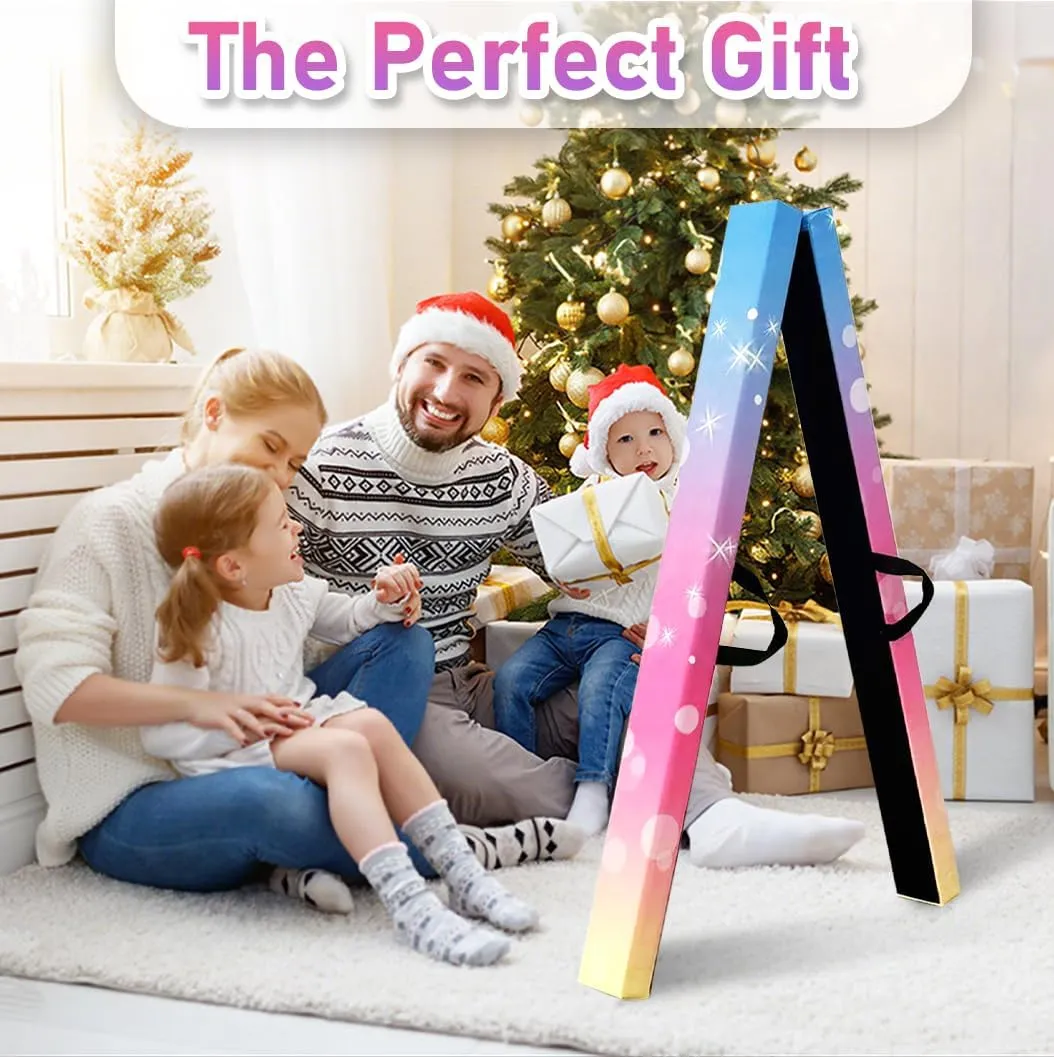 8FT Folding Balance Beam -Gymnastics Floor Beam -Gymnastics Equipment for Kids,Wood core- Anti-Slip Bottom and Carrying Bag for Home