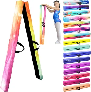 8FT Folding Balance Beam -Gymnastics Floor Beam -Gymnastics Equipment for Kids,Wood core- Anti-Slip Bottom and Carrying Bag for Home
