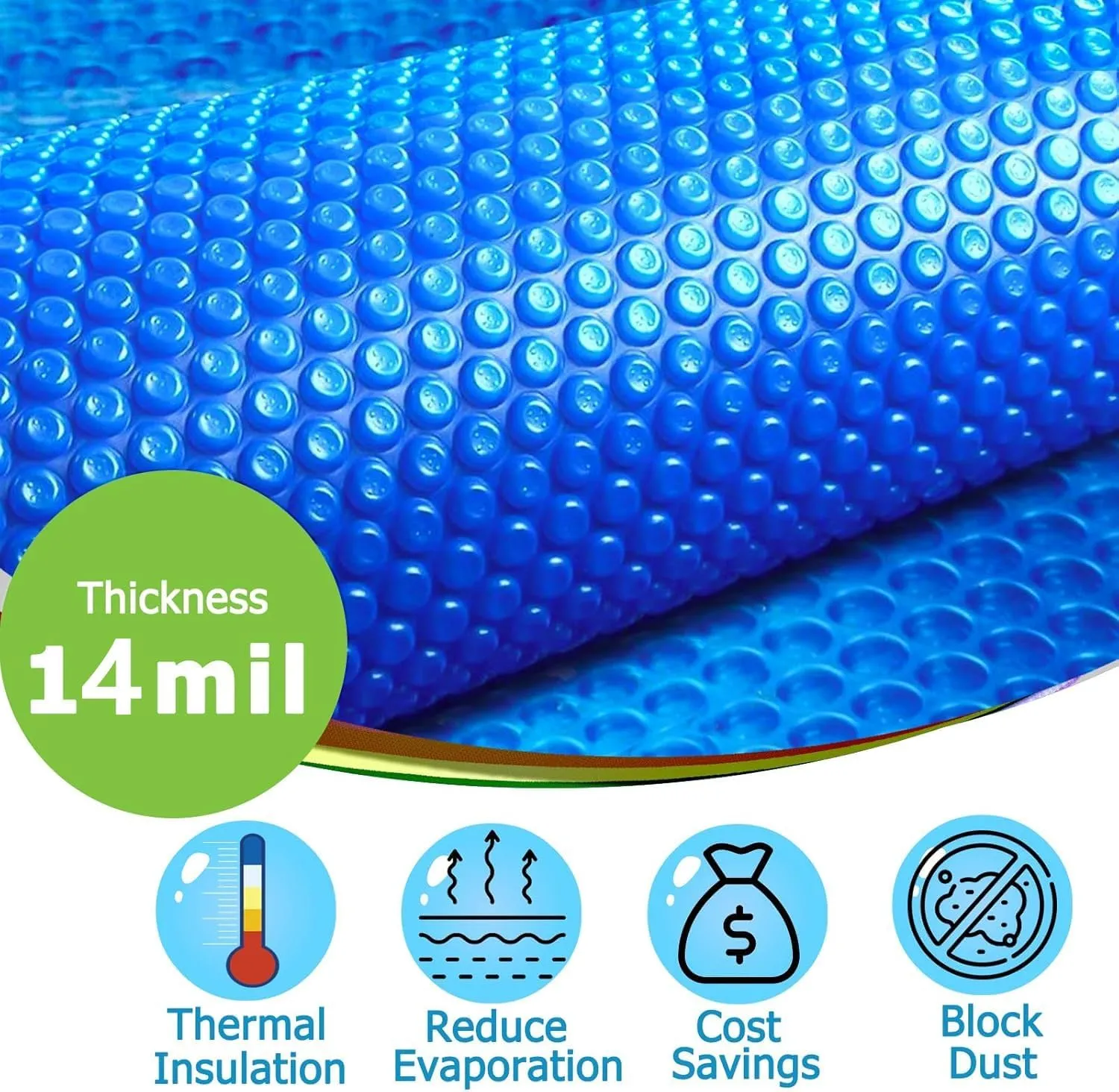 8FT Round Hot Tub Solar Bubble Cover 14 mil Hot Tub Insulation Thermal Blanket Spa Pool Solar Cover .(96 x96 in -Round).