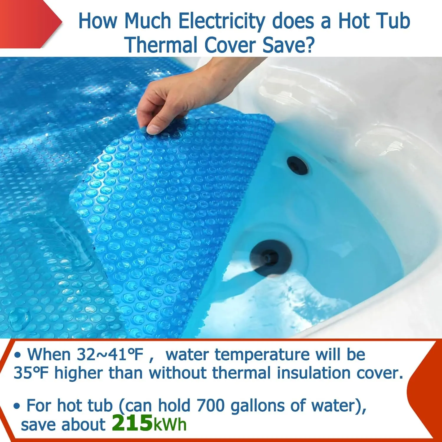 8FT Round Hot Tub Solar Bubble Cover 14 mil Hot Tub Insulation Thermal Blanket Spa Pool Solar Cover .(96 x96 in -Round).
