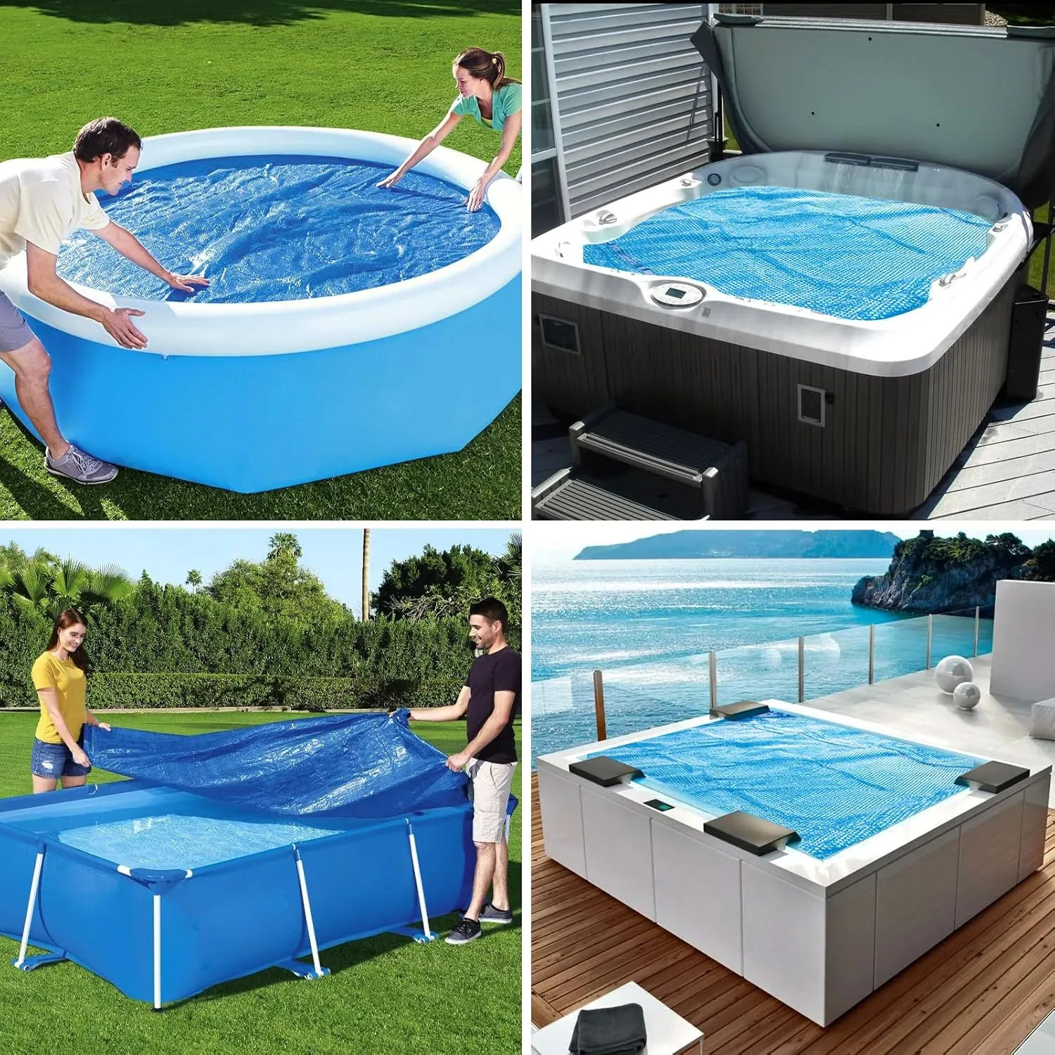 8FT Round Hot Tub Solar Bubble Cover 14 mil Hot Tub Insulation Thermal Blanket Spa Pool Solar Cover .(96 x96 in -Round).