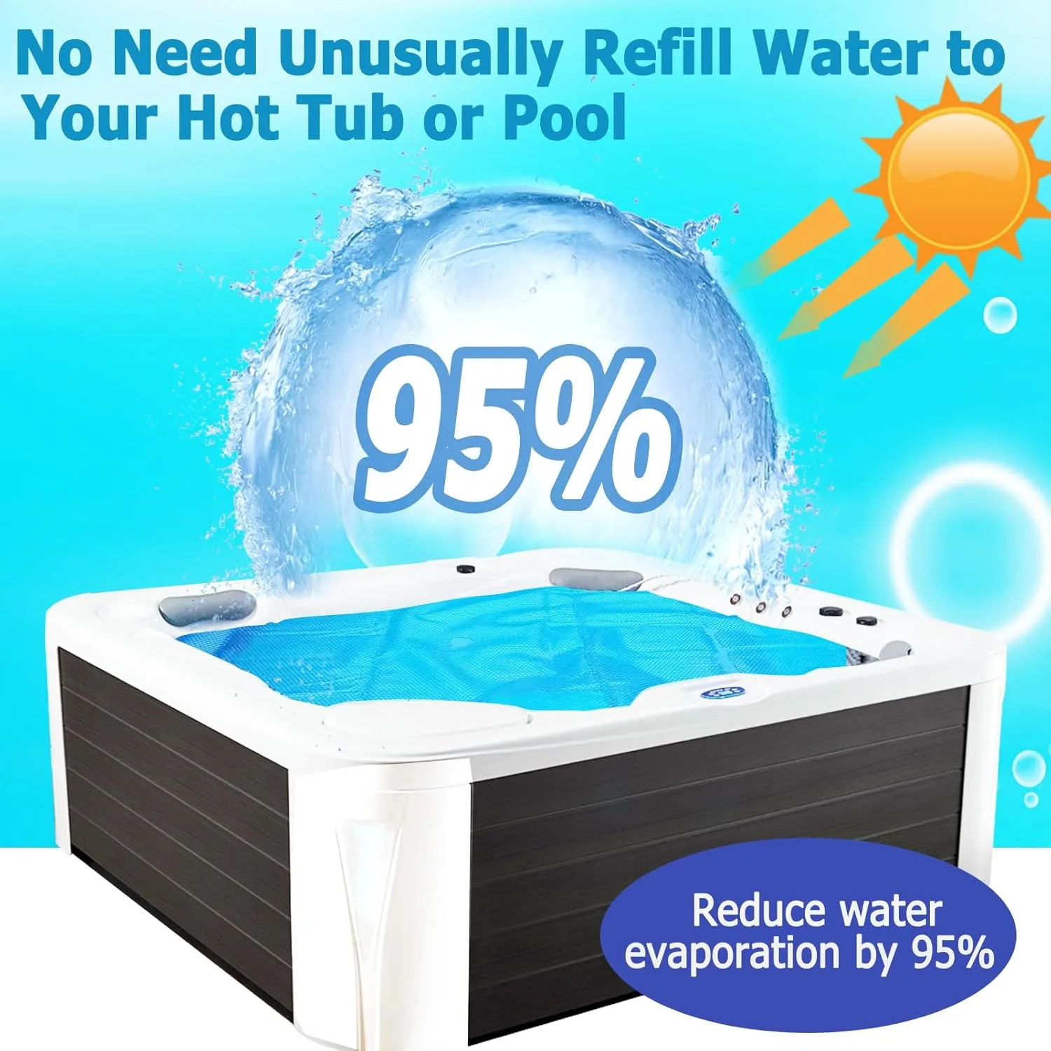 8FT Round Hot Tub Solar Bubble Cover 14 mil Hot Tub Insulation Thermal Blanket Spa Pool Solar Cover .(96 x96 in -Round).