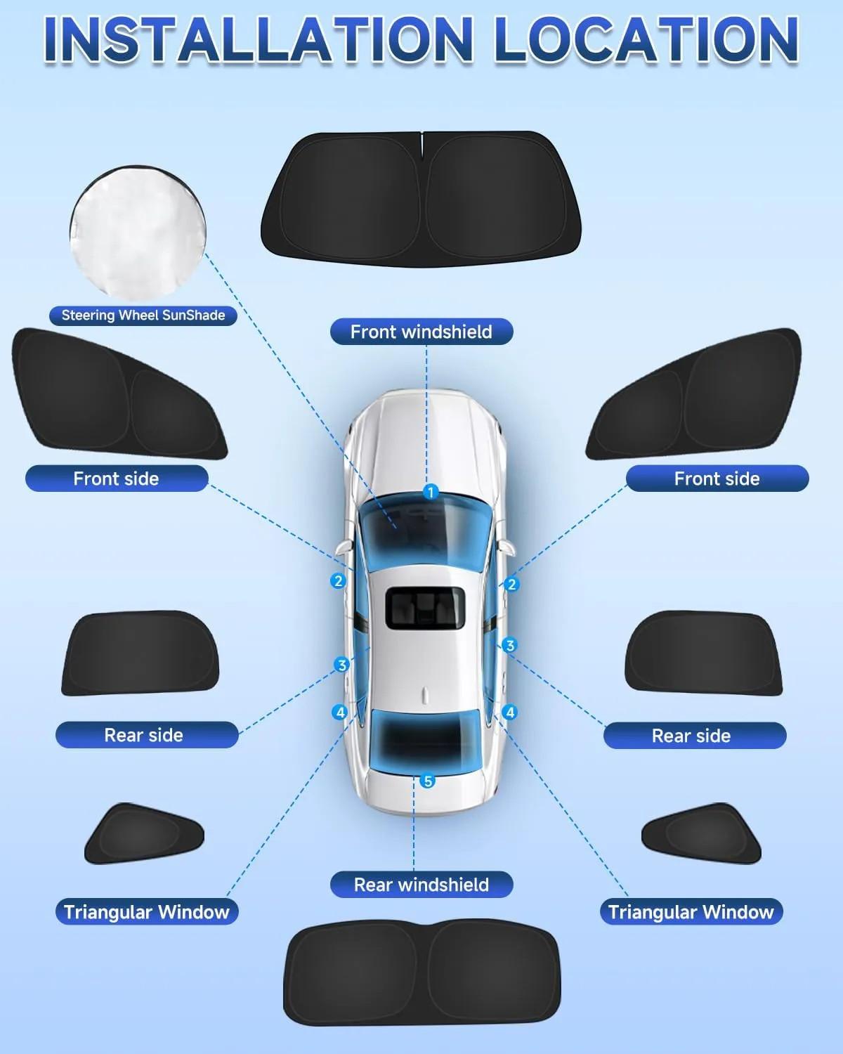 8PCS Window Shades for Ford Escape(2020-2025) Accessories – Full Coverage Sun Shade for Side Windows, Rear Triangular & Windshield – UV Protection & Privacy for Camping, Napping, Relaxing