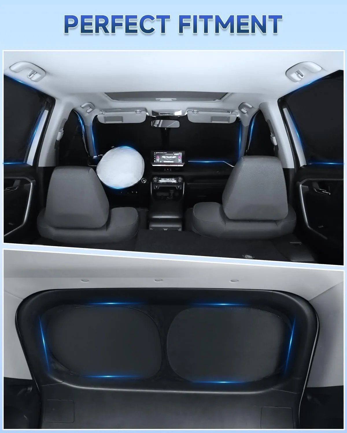 8PCS Window Shades for Ford Escape(2020-2025) Accessories – Full Coverage Sun Shade for Side Windows, Rear Triangular & Windshield – UV Protection & Privacy for Camping, Napping, Relaxing