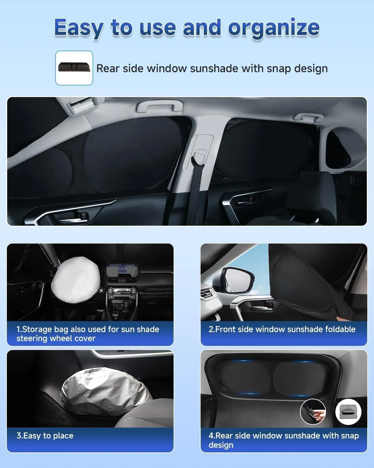 8PCS Window Shades for Ford Escape(2020-2025) Accessories – Full Coverage Sun Shade for Side Windows, Rear Triangular & Windshield – UV Protection & Privacy for Camping, Napping, Relaxing